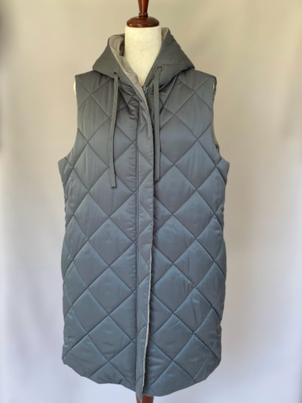 Tribal Reversible Quilted Hooded Long Puffer Vest